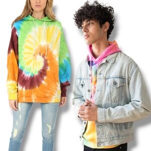 RAG SUPPLY Unisex Multi 🌈 Rainbow Tie-Dye Oversized Hooded Sweatshirt